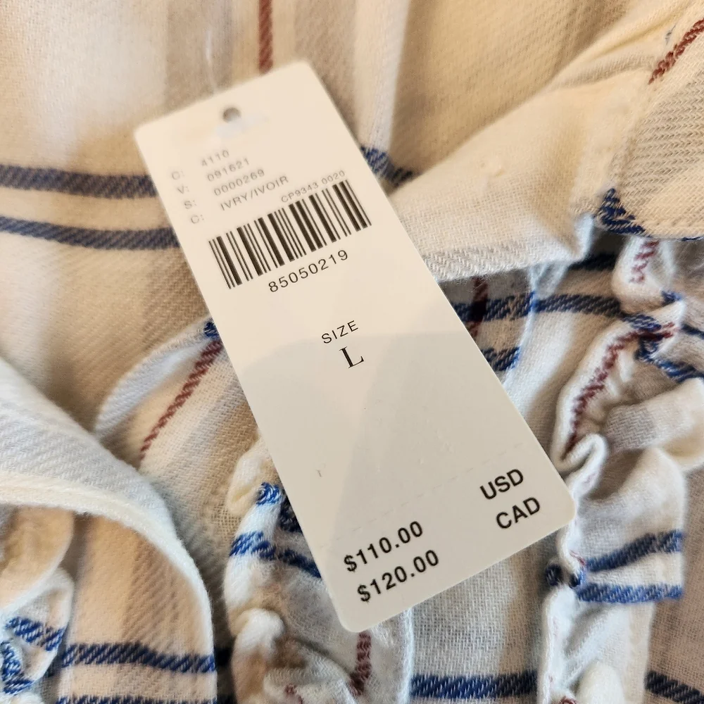 NEW Pilcro Plaid Tuxedo Ruffle Wool Blend Flannel Shirt Size Large - Picture 7 of 10